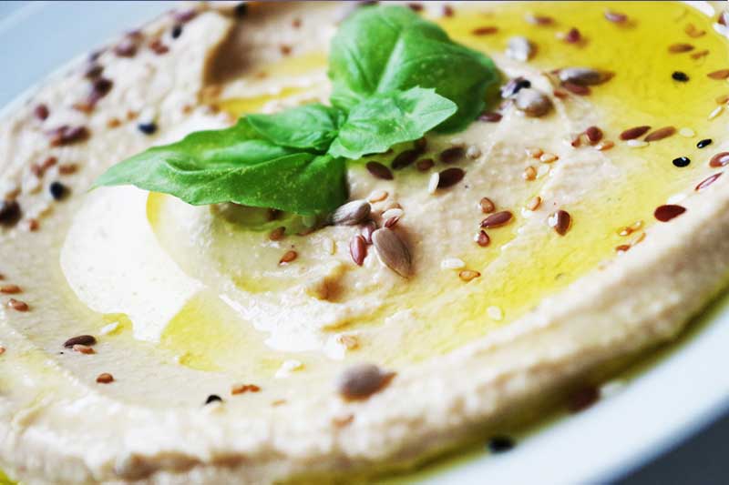 Photo of hummus closeup.