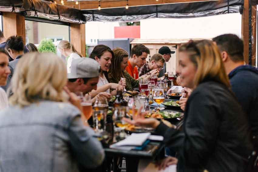 People eating in a restaurant.